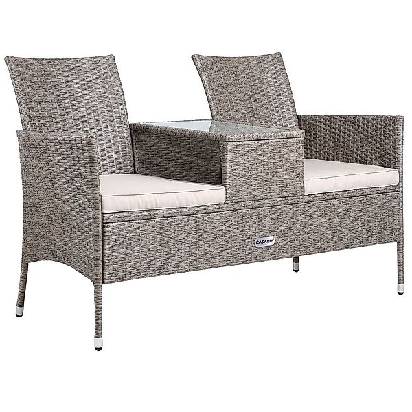 Casaria Gartenbank, Polyrattan Wetterfest inkl. Tisch günstig online kaufen