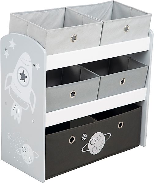 roba® Kinderregal Rakete, grau, inklusive 5 günstig online kaufen