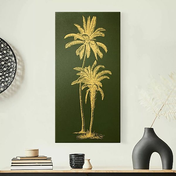 Leinwandbild Illustration Palmen auf Grün günstig online kaufen