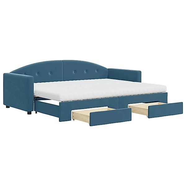 vidaXL Tagesbett Ausziehbar mit Schubladen Blau 80x200 cm Samt 3197365 günstig online kaufen