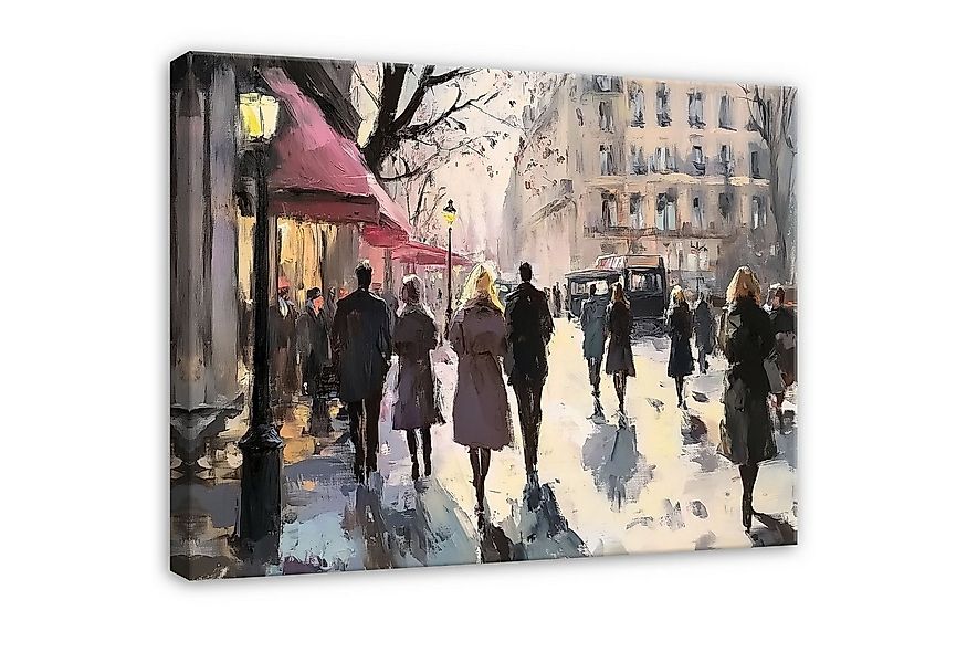 Wallarena Leinwandbild Straße Gebäude Menschen Wandbilder Wand Deko XXL Bil günstig online kaufen