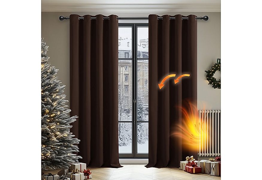 Deconovo Verdunkelungsvorhang Gardinen mit Ösen Blickdichte Vorhang Kältesc günstig online kaufen