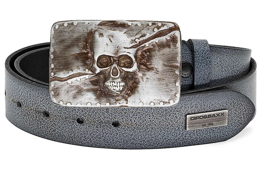 Cipo & Baxx Ledergürtel Herren Gürtel BA-CG170 (1-St) Schnalle mit Schädel- günstig online kaufen