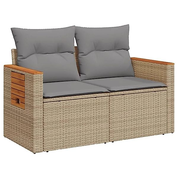 vidaXL Gartensofa mit Kissen 2-Sitzer Beige Poly Rattan 366098 günstig online kaufen