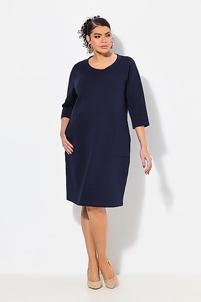 Ulla Popken Minikleid Punto-Sweatkleid Rundhals 3/4-Arm günstig online kaufen
