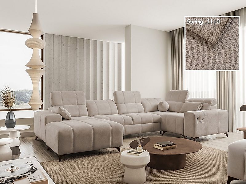 Möbel für Dich Wohnlandschaft in U-Form Dafne 4 mit USB und Bettfunktion, m günstig online kaufen