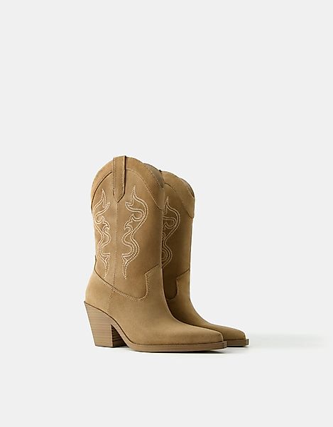 Bershka Absatzstiefel Im Cowboylook Damen 40 Sandfarbe günstig online kaufen