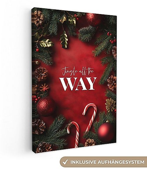 OneMillionCanvasses® Leinwandbild Weihnachten - Zitat - Rot - Weihnachtskug günstig online kaufen