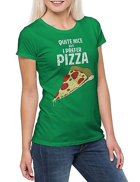 Urban Backwoods Print-Shirt I Prefer Pizza Damen T-Shirt Maker Bäcker Hawai günstig online kaufen