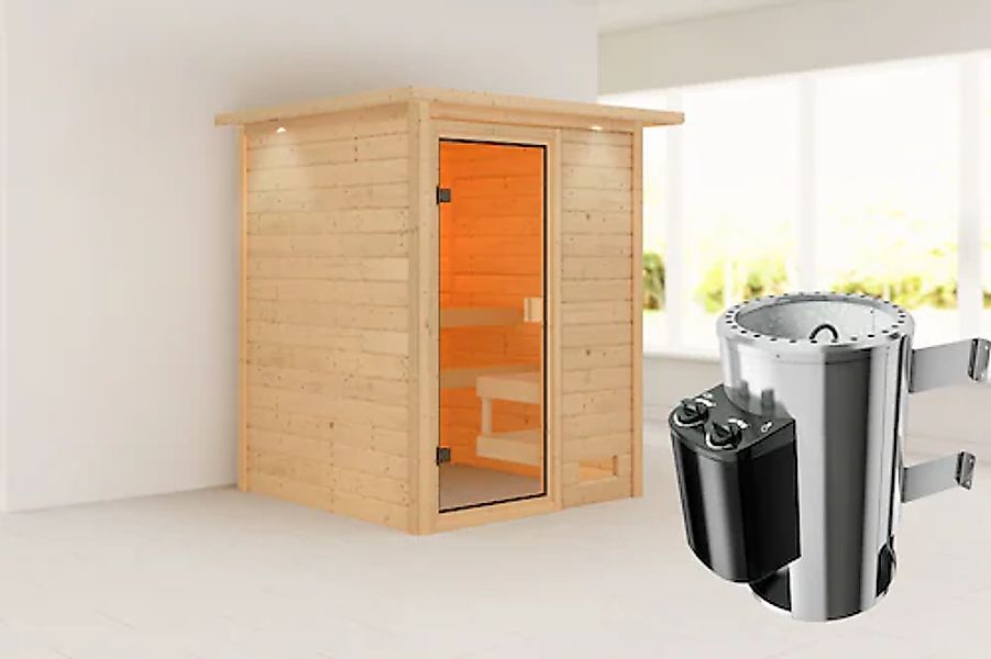 Karibu Sauna »"Sandy" mit bronzierter Tür und Kranz, naturbelassen« aus hoc günstig online kaufen
