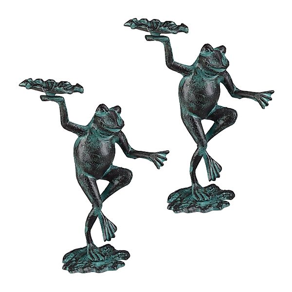 relaxdays Gartenfigur 2 x Gartenfigur Frosch günstig online kaufen