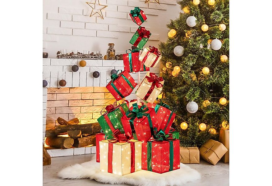 COSTWAY Weihnachtsfigur, 15 gestapelte Dekoboxen mit 450 warmweißen LEDs günstig online kaufen