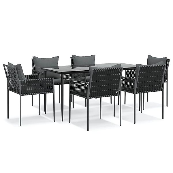 vidaXL 7-Tlg Garten-Essgruppe mit Kissen Poly Rattan und Stahl 3187060 günstig online kaufen