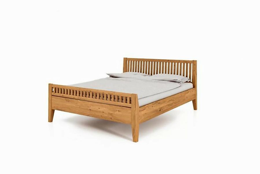 Natur24 Einzelbett Bett Sydo 2 Wildeiche 90x200cm mit Holzkopfteil und hohe günstig online kaufen