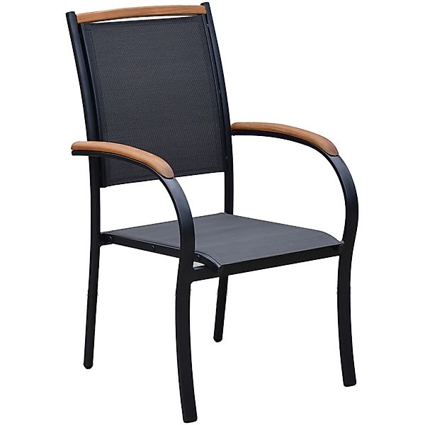 Merxx Stapelstuhl Siena Aluminium mit Armlehnen Grau 2er Set günstig online kaufen