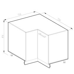 Vicco Eckunterschrank R-Line, Beton/Weiß, 75.6 cm, günstig online kaufen