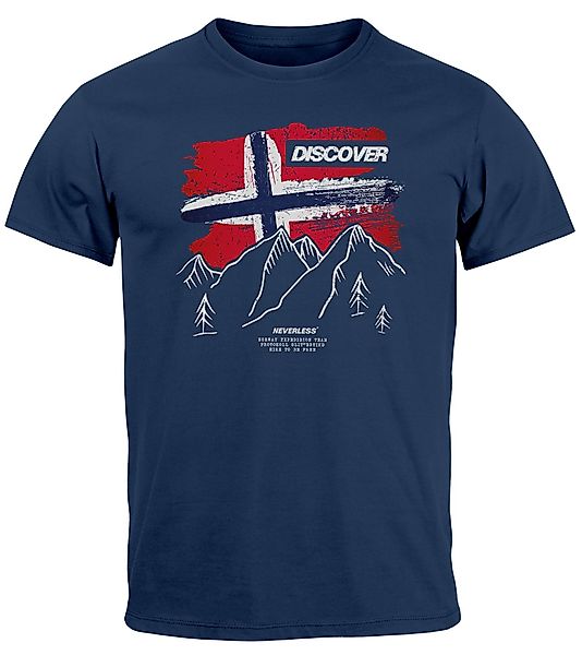 Neverless Print-Shirt Herren T-Shirt Norwegen Flagge günstig online kaufen