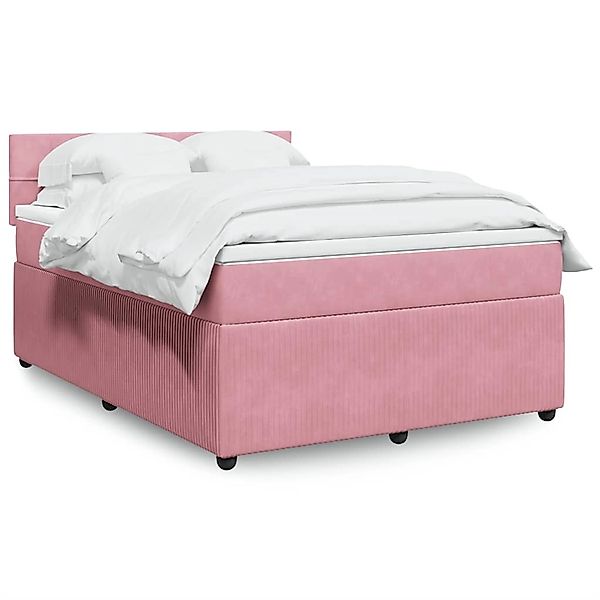 vidaXL Boxspringbett mit Matratze Rosa 160x200 cm Samt 3290087 günstig online kaufen