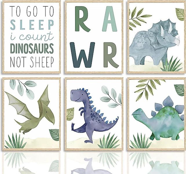 Dazzlewall Leinwandbild Abstrakte Dinosaurier Wandbilder Aquarell günstig online kaufen