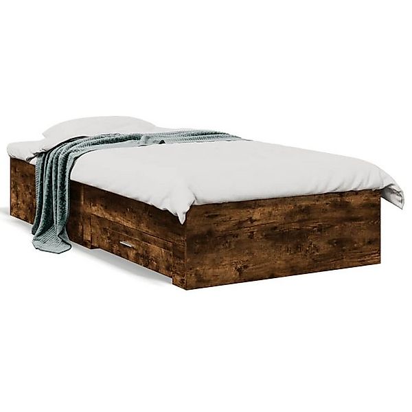 vidaXL Bettgestell, Bettrahmen mit Schubladen Räuchereiche 90x190 cm Holzwe günstig online kaufen