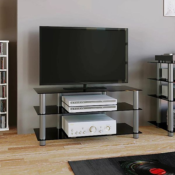 VCM TV Möbel Sideboard Fernsehschrank Rack Fernseh Board Alu Glas Tisch Net günstig online kaufen