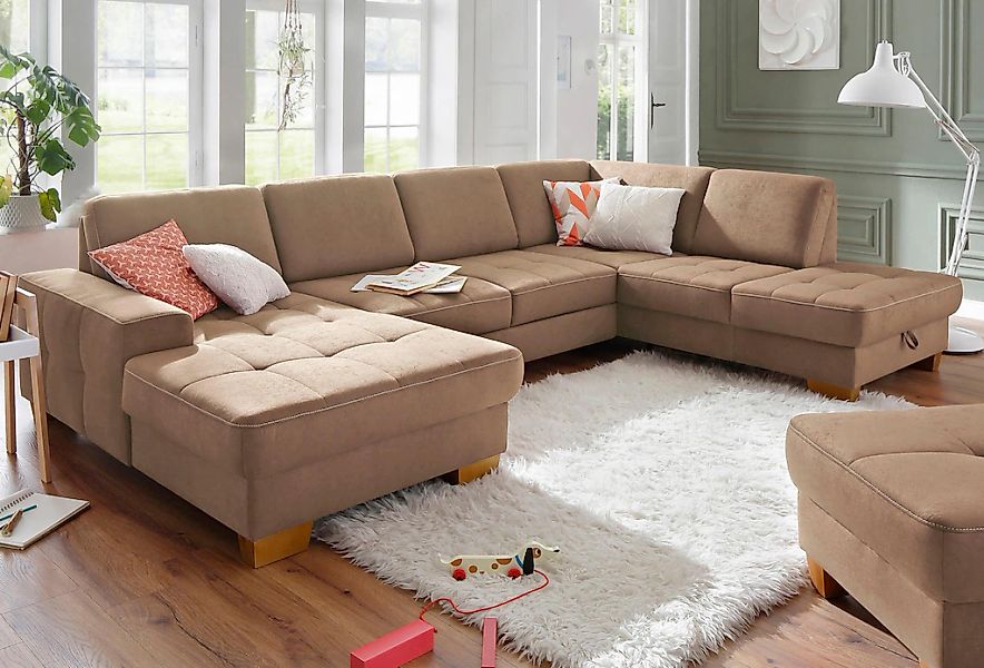 Home affaire Wohnlandschaft "Puccini U-Form" mit Federkern, Sitztiefenverst günstig online kaufen