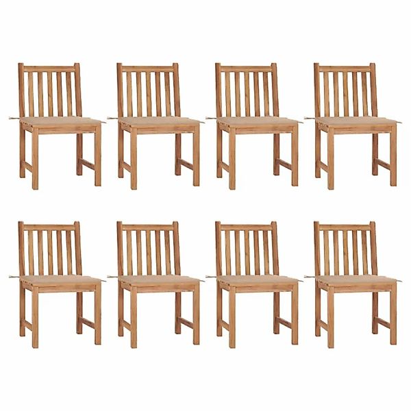 Gartenstühle 8 Stk. Mit Kissen Massivholz Teak günstig online kaufen