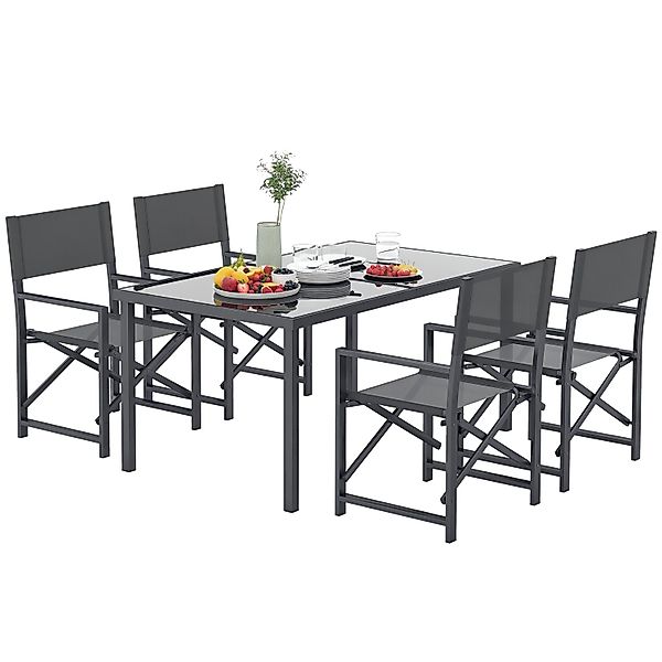 Outsunny Gartenmöbel-Set Stahl  Netzstoff 150L x 90B x 72H cm Grau günstig online kaufen