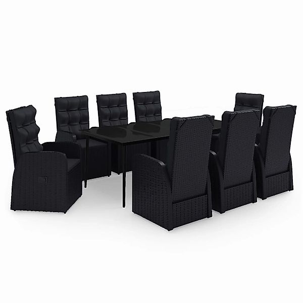 vidaXL 9-Tlg Garten-Essgruppe mit Kissen Schwarz 3099496 günstig online kaufen