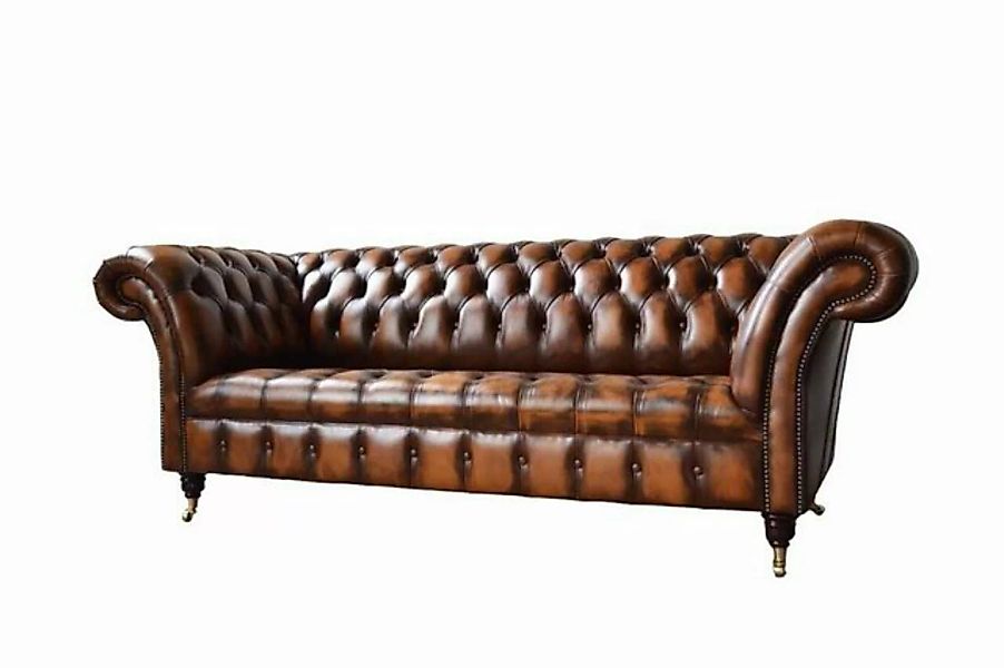 JVmoebel Sofa Chesterfield 3 Sitzer Sofa Ledersofa Couch Polster Sitz Braun günstig online kaufen