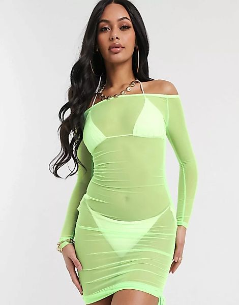 South Beach – Schulterfreies Bodycon-Kleid-Grün günstig online kaufen