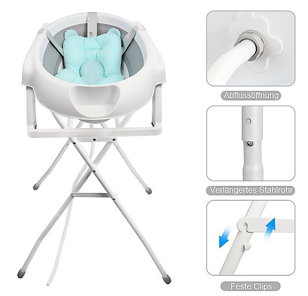JEOBEST Babybadewanne Baby Badewanne mit Gestell, Baby Wanne mit Badematte, günstig online kaufen