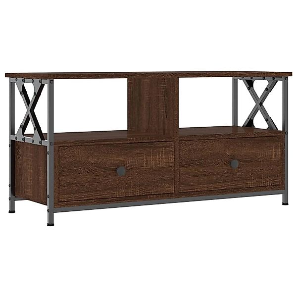 VidaXL TV-Schrank Braun Eichen-Optik 90x33x45 cm Holzwerkstoff & Eisen günstig online kaufen