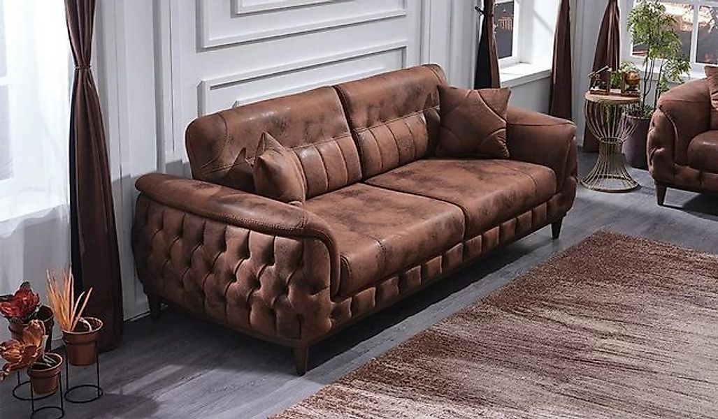 JVmoebel Sofa Design Sofa 3 Siter Leder Modern Luxus Sofa Dreisitzer Couch, günstig online kaufen