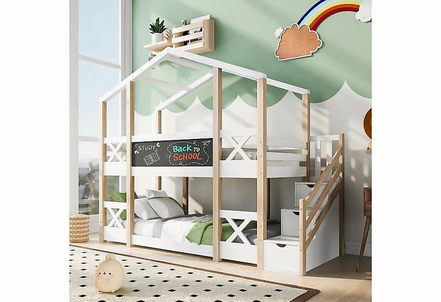 Odikalo Kinderbett Etagenbett Hochbett mit Speicherung Rausfallschutz Tafel günstig online kaufen