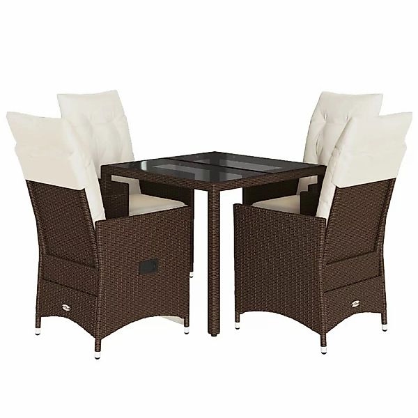 vidaXL 5-tlg Garten-Essgruppe mit Kissen Braun Poly Rattan Modell 34 günstig online kaufen