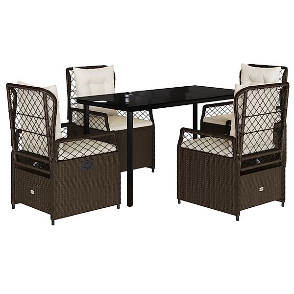 vidaXL 5-Tlg Garten-Essgruppe mit Kissen Braun Poly Rattan 3262980 günstig online kaufen