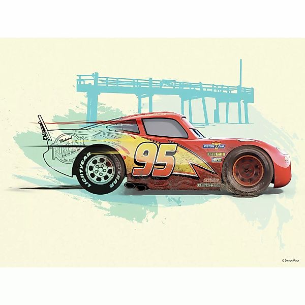 Disney Poster Cars Lightning Mcqueen Rot Blau und Creme-Beige 40 x 30 cm 61 günstig online kaufen