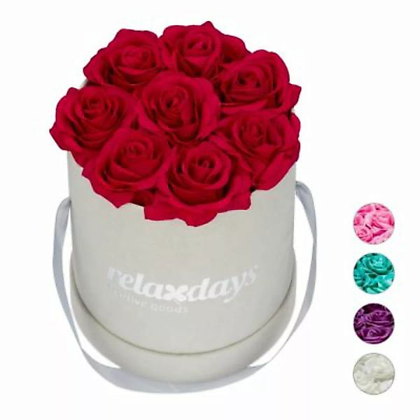 relaxdays Graue Rosenbox rund 8 Rosen rot günstig online kaufen