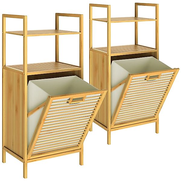 Casaria Wäschekorb (2 St), Badregal Bambus günstig online kaufen