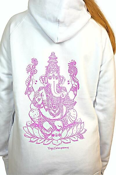 Yogicompany - Damen - Yoga Hoody "Ganesha" Weiß/pink günstig online kaufen