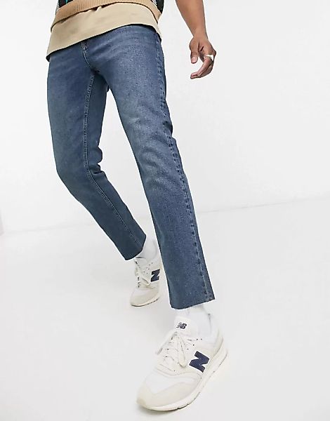 ASOS DESIGN – Schmal geschnittene, getönte Stretch-Jeans mit ungesäumtem Sa günstig online kaufen