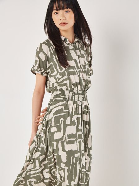 Apricot Druckkleid Geo Grecian Shirt Midi günstig online kaufen