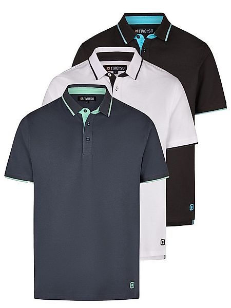 riverso Poloshirt Herren Polohemd 3er-Set Regular Fit (Vorteilspack, 3-tlg) günstig online kaufen