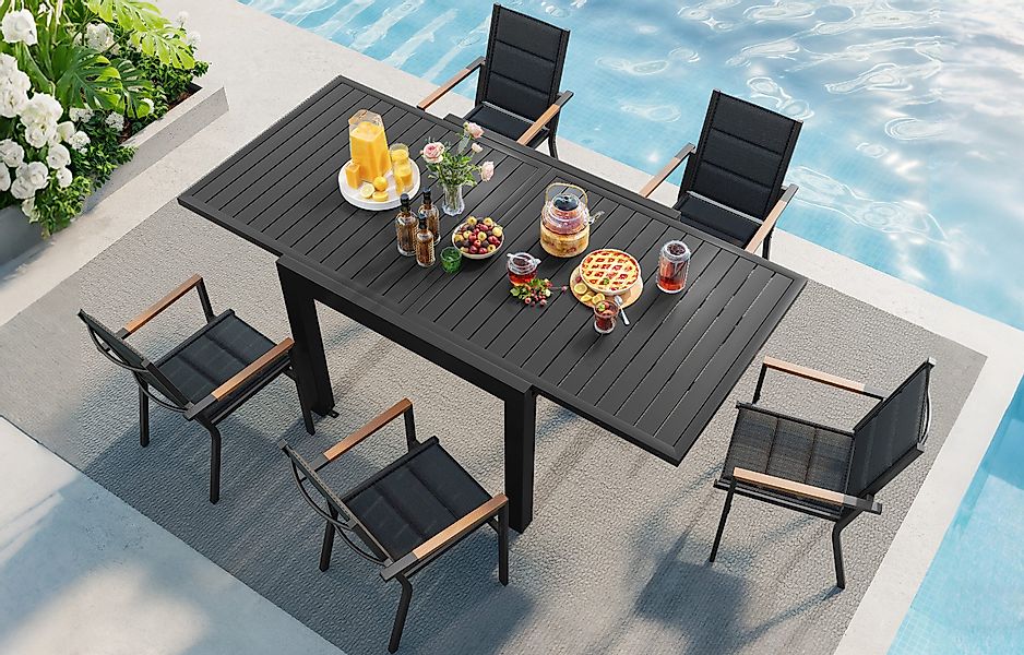 HOMALL Gartentisch Gartenanbautisch 80/160 cm,ausziehbarer Aluminiumtisch günstig online kaufen