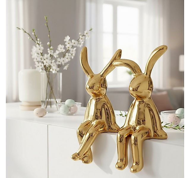 MF Osterfigur Avin Kantenhocker Hase Gold Keramik 2er Set Osterdekoration ( günstig online kaufen