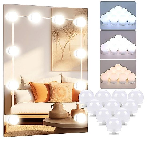 TUWENA LED-Lichtspiegel 3 Farben LED Spiegelleuchte, 9 Helligkeiten Dimmbar günstig online kaufen