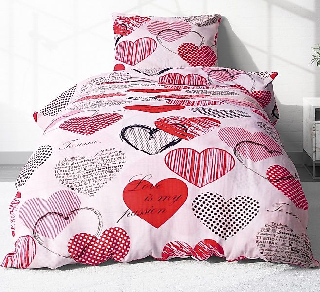 Heubergshop Bettwäsche, Seersucker, 2 teilig, 135x200cm + 80x80cm Love Lieb günstig online kaufen