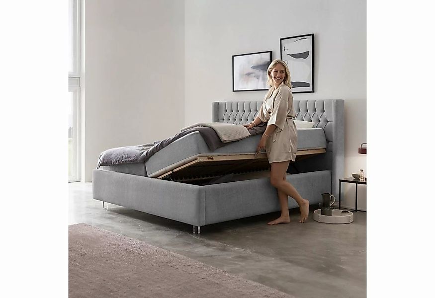 BettCo Stauraumbett Florida (in Grau Teddystoff, 140 x 200 cm), Bettkasten günstig online kaufen