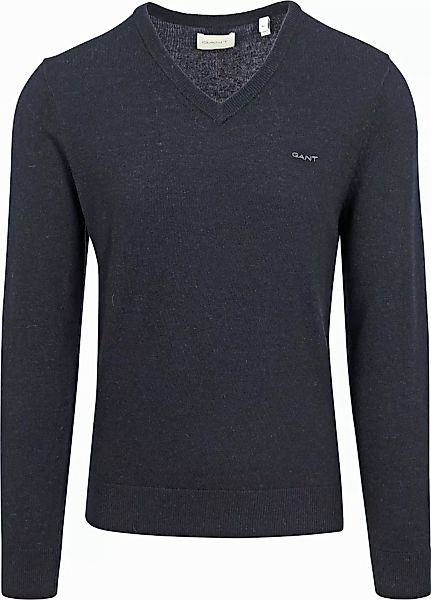 Gant Lammwolle Pullover Blau-Melange - Größe 3XL günstig online kaufen